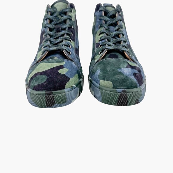 Christian Louboutin Louis Orlato Camo Sneakers Size 40 US 10 High Top Blue Green - Picture 6 of 15